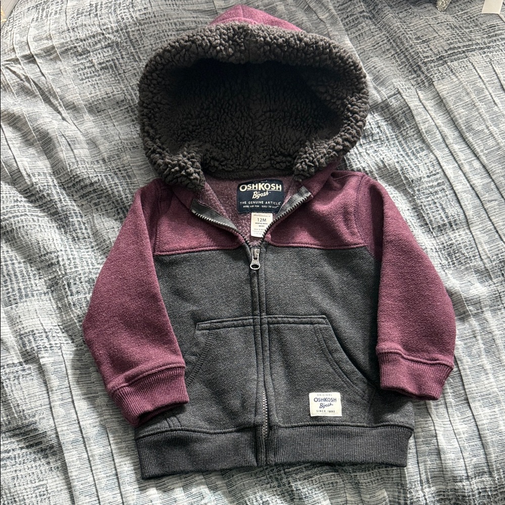 OshKosh B'gosh Kids' Maroon and Charcoal Hoodie Jacket